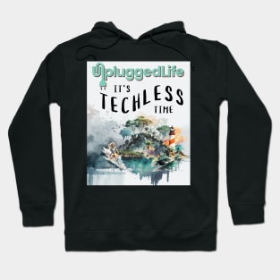 Unplugged Life Techless Time Tropical Island Watercolor Tee Hoodie